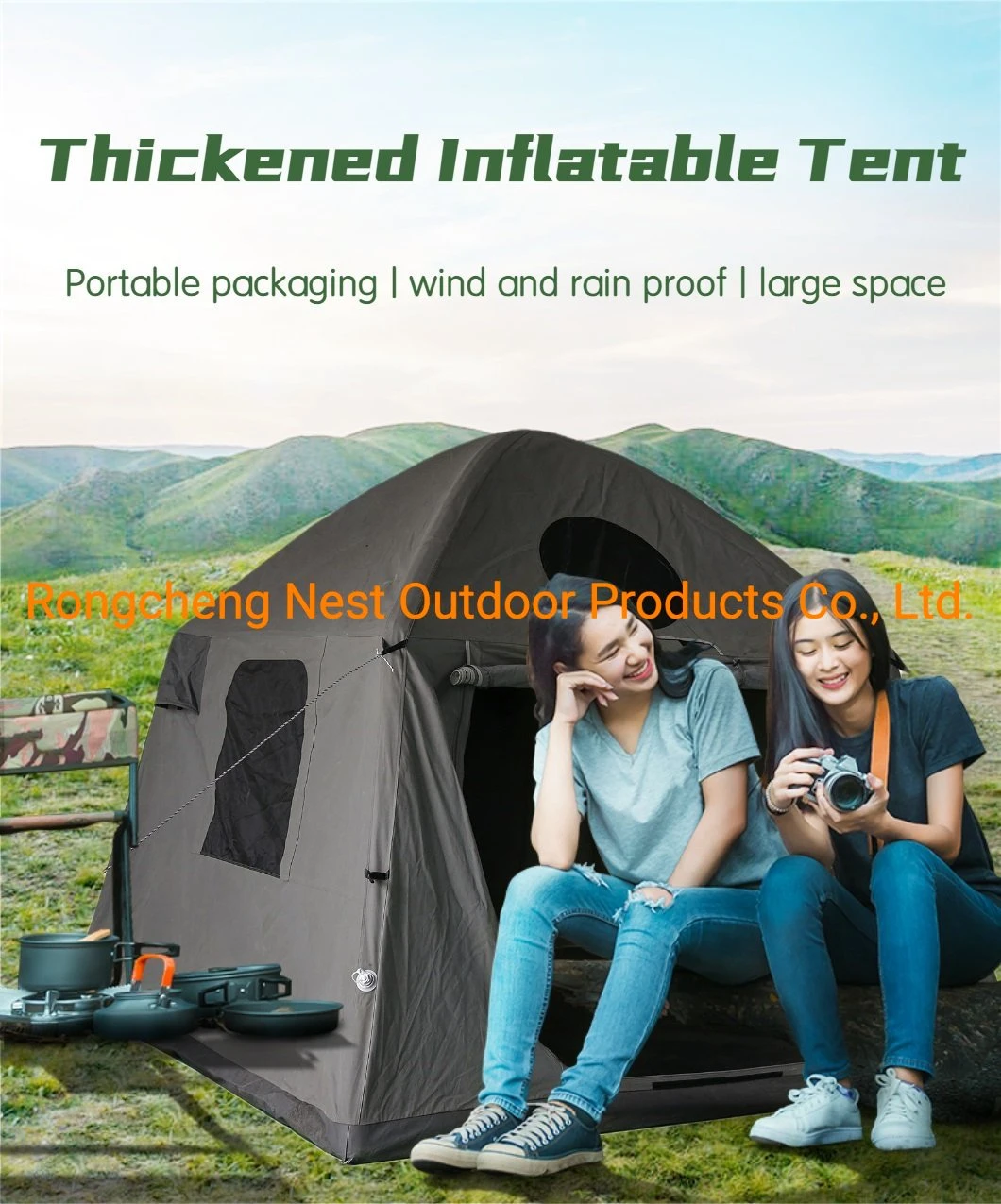 China Manufacturer Outdoor Emergency Instant up and Pack New Waterproof Camping Portable Air Inflatable Camping Tent Price for 3-5 Person